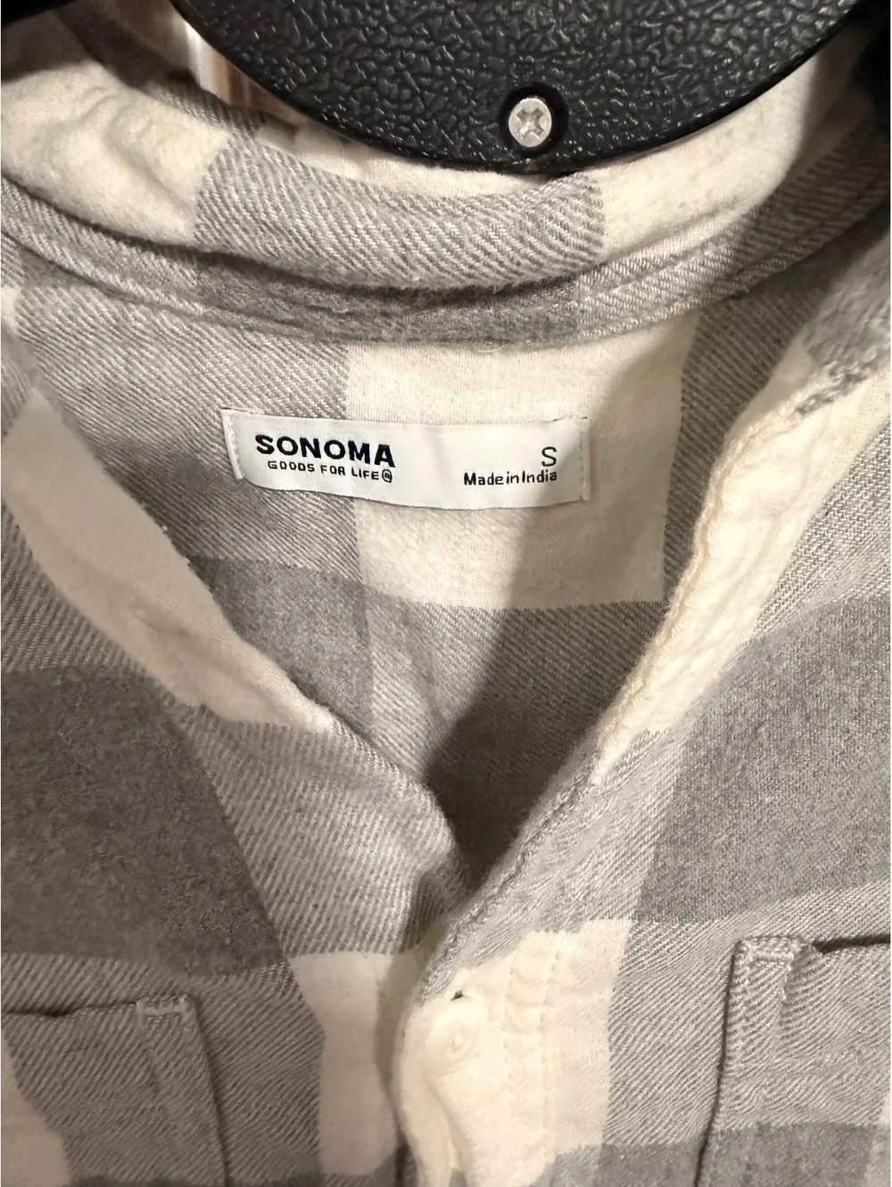 Sonoma gray and white plaid long sleeve shirt